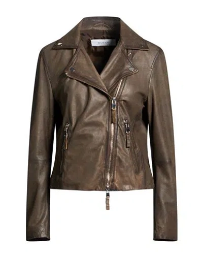 Bully Woman Jacket Chocolate Brown Size 8 Leather