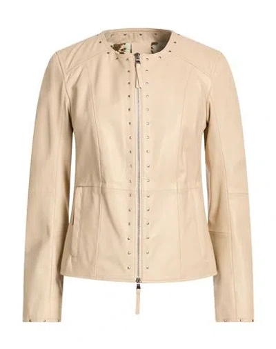 Bully Woman Jacket Cream Size 10 Leather In Neutral