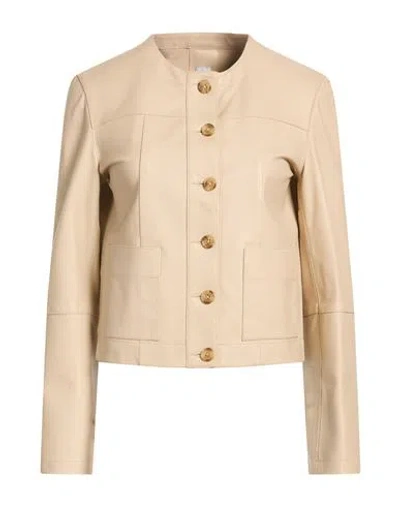 Bully Woman Jacket Cream Size 10 Leather In Nude