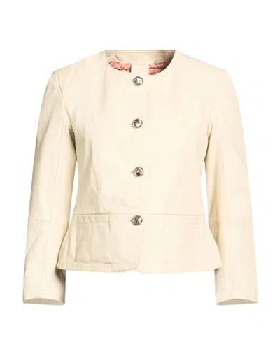 Bully Woman Jacket Cream Size 6 Leather In White