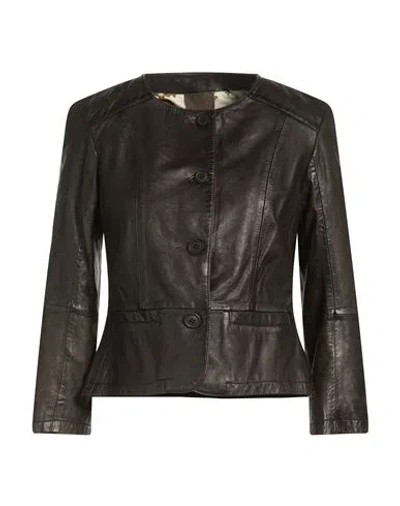 Bully Woman Jacket Dark Brown Size 12 Leather