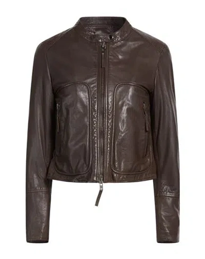 Bully Woman Jacket Dark Brown Size 8 Leather
