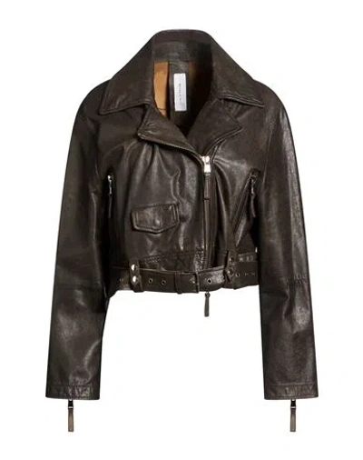 Bully Woman Jacket Dark Brown Size 8 Leather