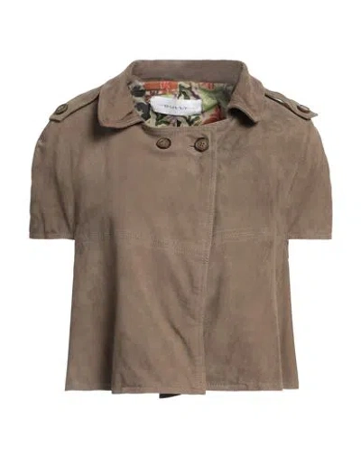Bully Woman Suit Jacket Khaki Size 10 Soft Leather In Beige