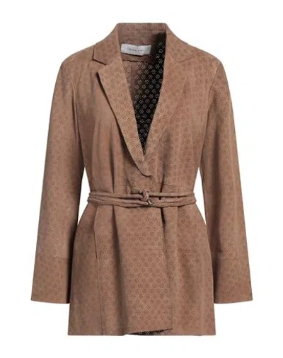 Bully Woman Jacket Light Brown Size 8 Leather