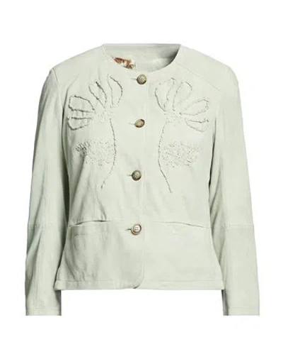 Bully Woman Jacket Light Green Size 6 Leather