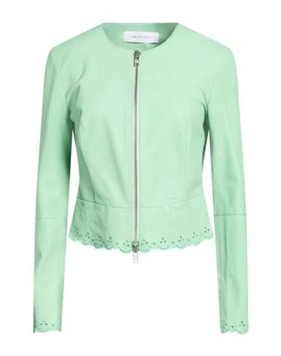 Bully Woman Jacket Light Green Size 6 Leather
