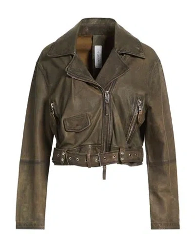 Bully Woman Jacket Military Green Size 6 Leather