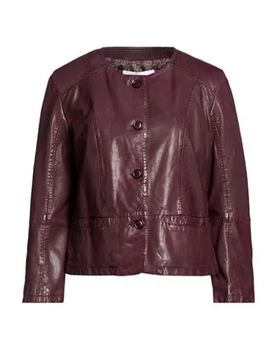 Bully Woman Jacket Plum Size 10 Leather In Purple