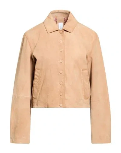 Bully Woman Jacket Sand Size 6 Leather In Orange