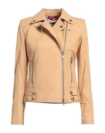 Bully Woman Jacket Sand Size 6 Leather In Beige