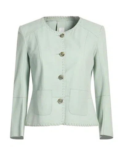 Bully Woman Jacket Sky Blue Size 6 Leather In Green