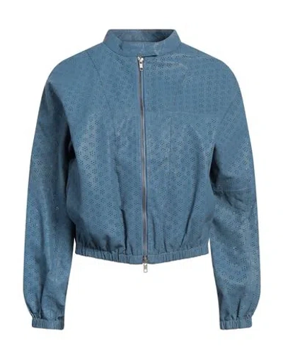 Bully Woman Jacket Slate Blue Size 10 Leather