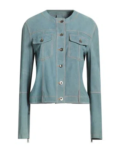 Bully Woman Jacket Slate Blue Size 8 Leather