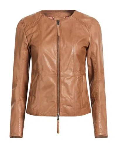 Bully Woman Jacket Tan Size 4 Leather In Brown