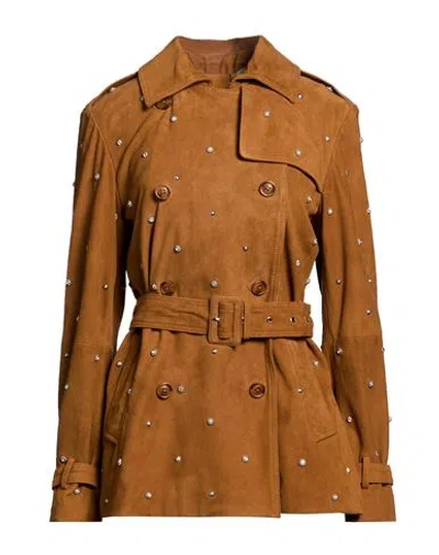 Bully Woman Jacket Tan Size 6 Leather In Brown