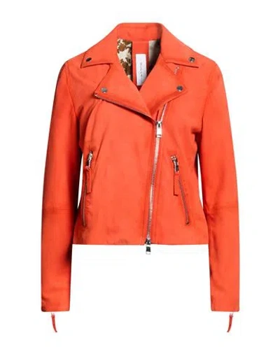Bully Woman Jacket Tomato Red Size 6 Leather In Orange