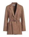 Bully Woman Overcoat & Trench Coat Light Brown Size 8 Lambskin
