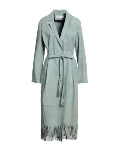 Bully Woman Overcoat Sage Green Size 6 Lambskin In Sage Green