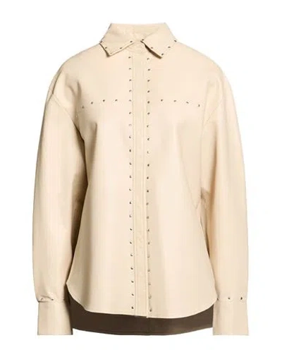 Bully Woman Shirt Beige Size 6 Leather In Sand