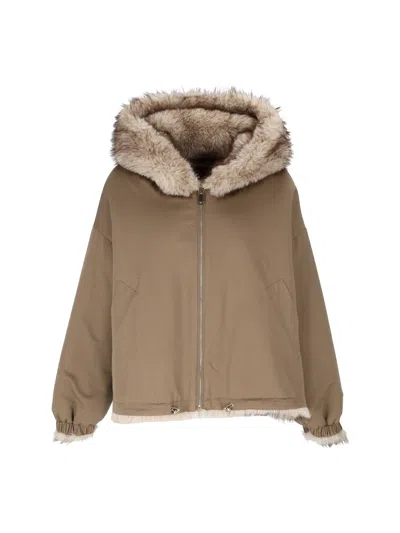 Bully Woman�fabric�&�fake�fur�jacket In Brown