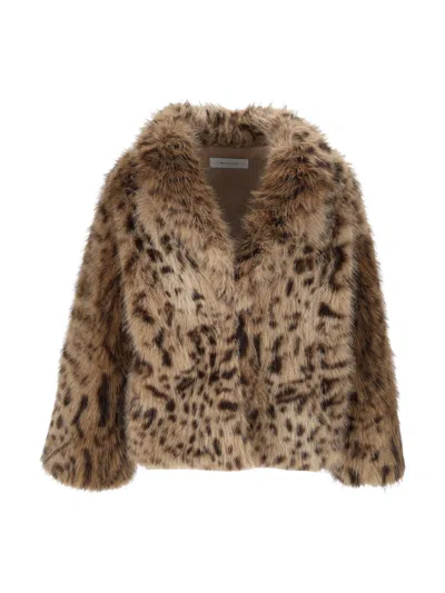 Bully Woman Fake Fur Jacket In Beige