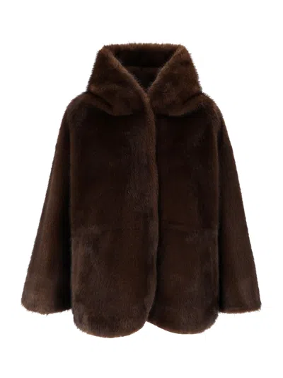 Bully Woman Fake Fur Jacket In Brown