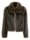 Bully Zip-up Faux-fur Jacket In Green