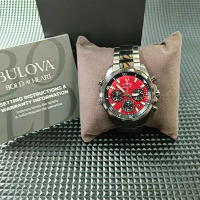 Pre-owned Bulova - Marine Star Red Men's Quartz Watch With Tags (98b350)