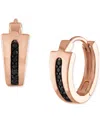 Bulova 14k Rose Gold-plated Sterling Silver Black Diamond Hoop Earrings, 0.5" In Rose Gold Tone
