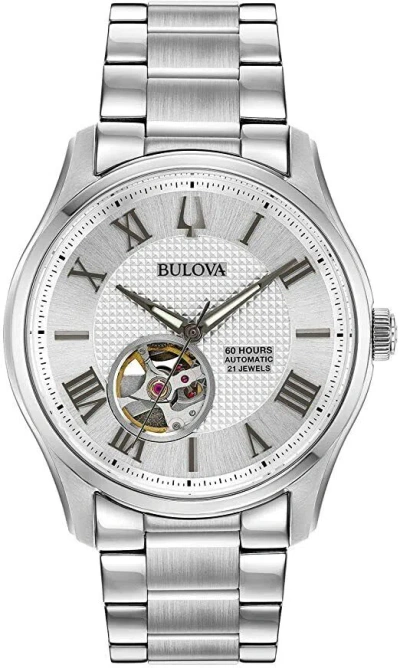 Pre-owned Bulova 96a207 Wilton Automatic 21 Jewels Skeleton Silver Dial Men's Watch $650
