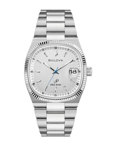 Pre-owned Bulova 96b444 Super Seville Quartz Sapphire White Dial Stainless Steel Watch