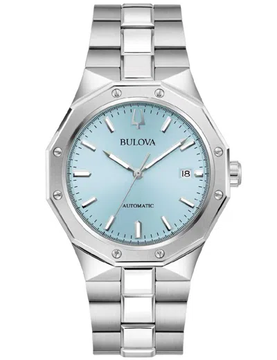 Bulova 96b462 Men's Automatic Watch – Light Blue Dial, 40mm Steel Case ...
