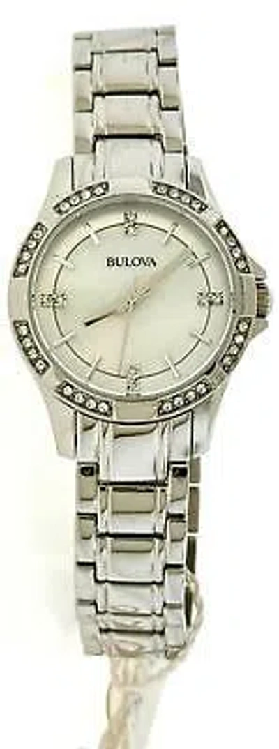 Pre-owned Bulova 96l191 Women's Analog Round Mother Of Pearl Dial Stainless Steel Watch