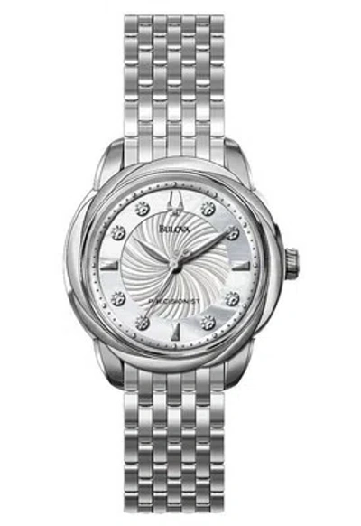 Pre-owned Bulova 96p125 Precisionist Brightwater Mop Diamond Womens Watch Great Gift In Silver