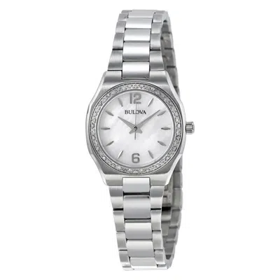 Pre-owned Bulova 96r199 Diamond Mother Of Pearl Dial Silver Tone Ladies Watch $550