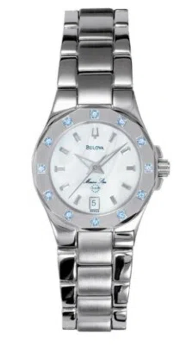 Pre-owned Bulova 96r23 Women's 24mm Mother Of Pearl Sapphire Quartz Bracelet Watch