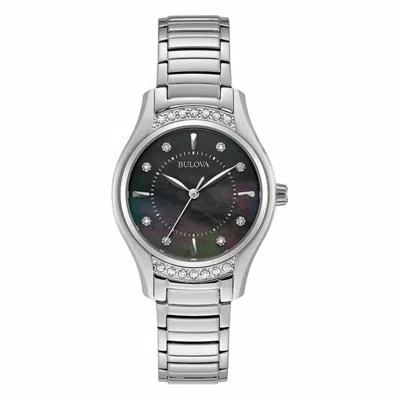 Pre-owned Bulova 96r242 Black Mother-of-pearl Dial Diamond Women's Watch Great Gift