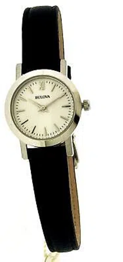 Pre-owned Bulova 96x127 Women's Round White Dial Black Genuine Leather Band Dress Watch