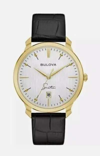 Pre-owned Bulova 97b204 Frank Sinatra Collection Quartz Stainless Steel Gold Plated