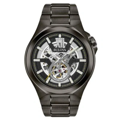 Pre-owned Bulova 98a179 Men's Automatic Black Dial Gunmetal Ip Steel Watch