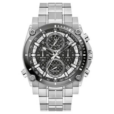 Pre-owned Bulova 98b405 Precisionist Chronograph Stainless Steel Quartz Mens Watch -