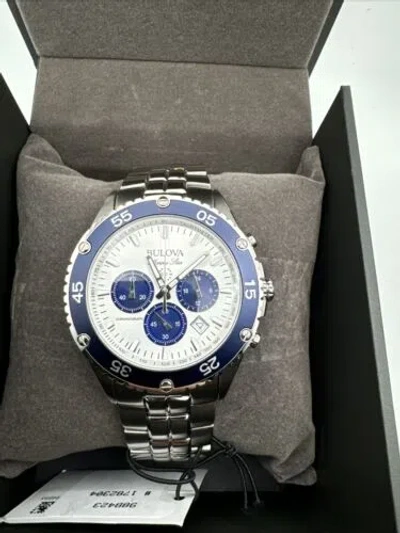 Pre-owned Bulova 98b423 Marine Star Chronograph Stainless Steel Quartz Men's Watch