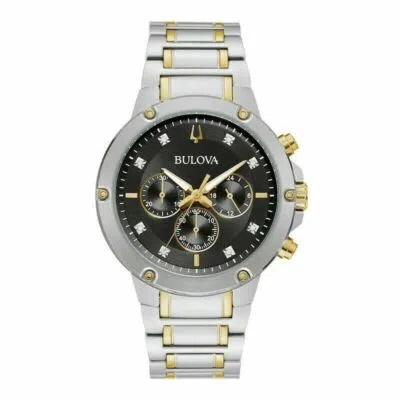 Pre-owned Bulova 98d159 Chronograph Diamond Accented Dial Two Tone Men's Watch $450