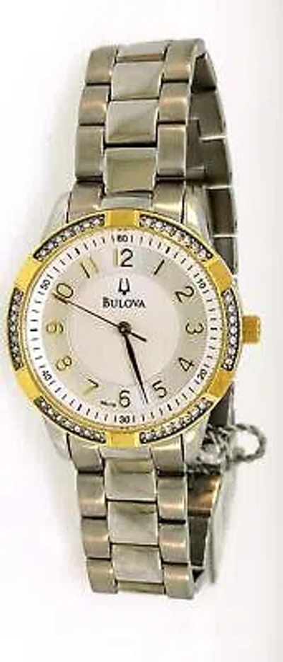 Pre-owned Bulova 98l176 Women's Analog Round Stainless Steel Crystal Bezel Quartz Watch