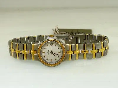 Pre-owned Bulova 98m36 Women's Analog Petite Round Two-tone Date Quartz Watch