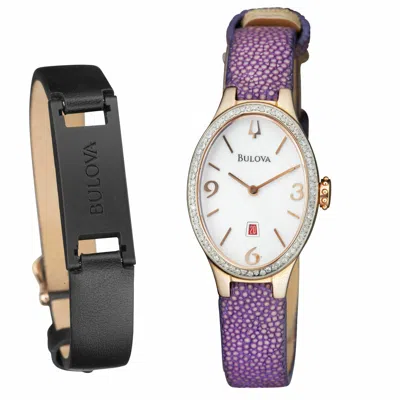 Pre-owned Bulova 98r198 Stingray Strap White Dial 72 Diamonds Date Women's Watch $1150