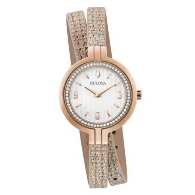 Pre-owned Bulova 98r279 Rhapsody Diamond Leather Double Wrap Strap Women's Watch $995