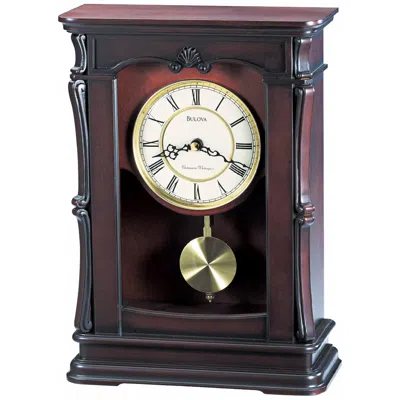 Bulova Abbeville Walnut 13 1/4" High  Mantel Clock