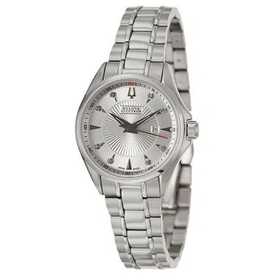 Pre-owned Bulova Accutron 63p106 Diamond Brussels Date Silver Tone Womens Watch $695